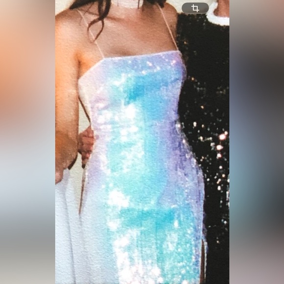 NBD Dresses & Skirts - NBD Iridescent Sequin White Spaghetti Strap Dress